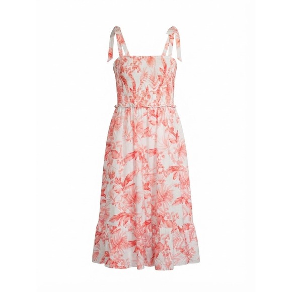 torrid Dresses & Skirts - Torrid Dress Womens 2X Pink Tropical Smocked Midi Boho Coastal Cottagecore